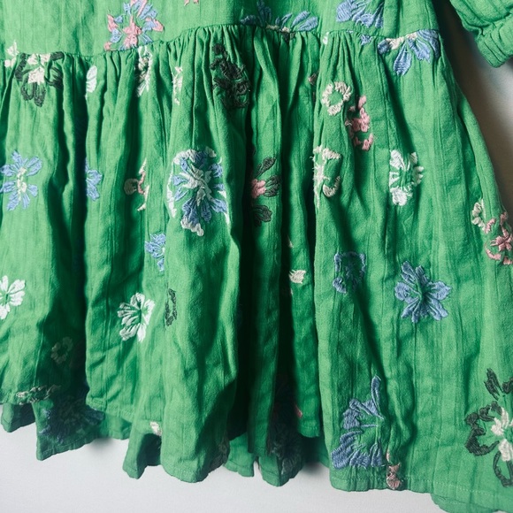 ❗️Tanya Taylor OLIANA FLORAL-EMBROIDERED SEERSUCKER MINIDRESS FLORAL KELLY GREEN - Picture 7 of 11